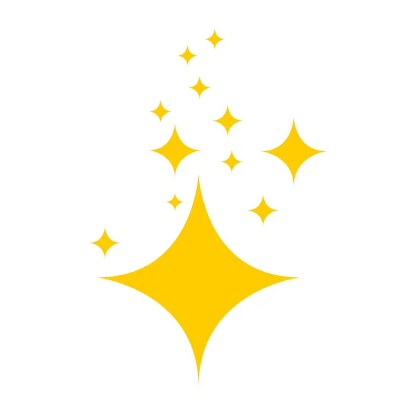 Αστέρια στο κενό υπόβαθρο σε επίπεδη σχεδίαση. Κίτρινα αστέρια του λάμψη και λάμψη, καθαριότητα και φρεσκάδα. Καθαρή εικόνα — Διανυσματικό Αρχείο
