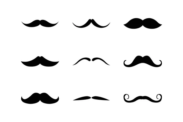 Collection moustache hipster noire au design plat — Image vectorielle