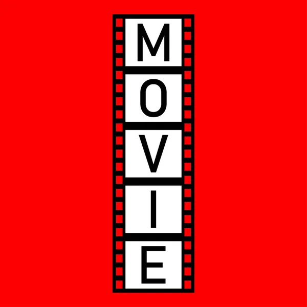 Striscia di film nero con testo, Film su sfondo rosso — Vettoriale Stock