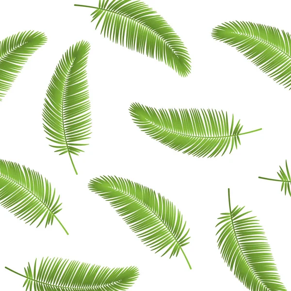 Να Palm leaf απρόσκοπτη μοτίβο φόντου. Φόντο φύλλων φοινικών. Ρεαλιστική palm leaf. Φύλλα φοίνικα σε κενό φόντο — Διανυσματικό Αρχείο