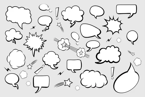 Conjunto de burbujas de habla cómica sobre fondo gris. Iconos de Speech Bubbles. Comic Speech Iconos vectoriales de burbujas — Archivo Imágenes Vectoriales