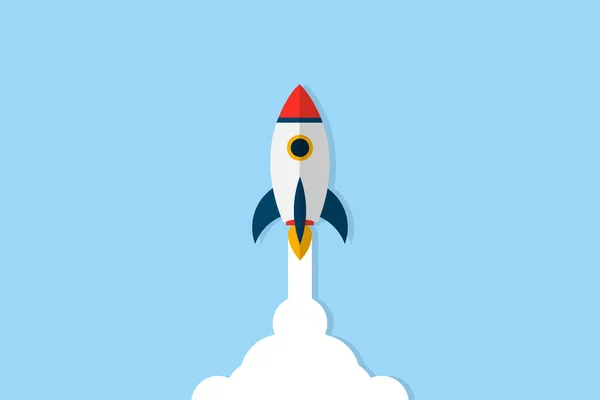 Startup concept. Start Up illustration. Rocket launch. Rocket fly up. Startup business concept — Stock Vector