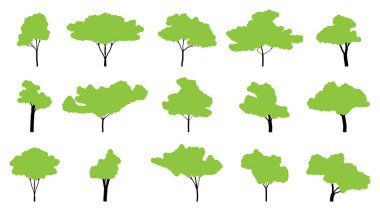 Boş bir arka planda yeşil ağaçlar kümesi