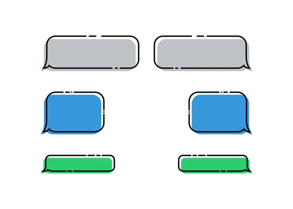 Mensajes vectoriales Burbujas en diseño plano de moda. Mensajes Burbujas icono del vector. Burbujas de mensajes en color gris, verde y azul — Archivo Imágenes Vectoriales