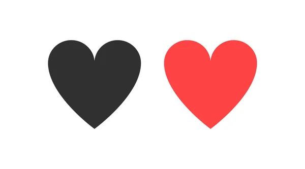 Iconos de amor. Corazón rojo y negro. Corazón en diseño de moda. Icono del corazón — Vector de stock