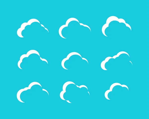 Coleção White Clouds em desenho animado. Ícones de nuvens brancas. Nuvens isoladas —  Vetores de Stock