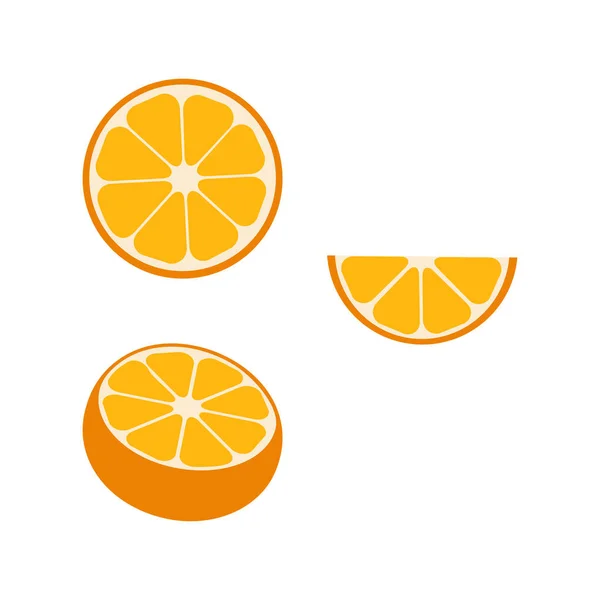 Orange Frucht orange Farbe isoliert auf weißem Hintergrund. Orangenfrucht in flacher Ausführung — Stockvektor