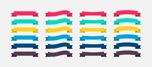 Rubans Bannières colorées dans un design plat. Bannières de ruban icônes vectorielles. Bannières de rubans vectoriels — Image vectorielle