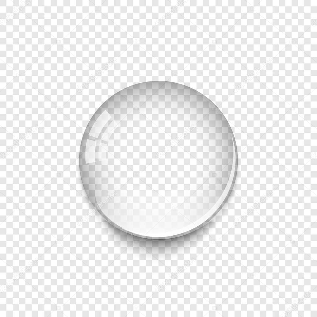 Realistic Water Drop with shadow isolated on transparent background. Water drop icon