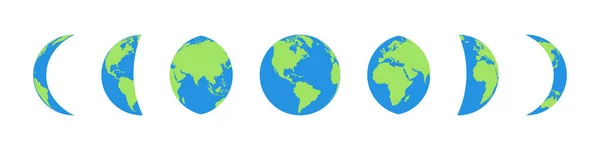 Beyaz arka planda izole edilmiş Renkli Dünya Küreleri. Earth Globe simgeleri — Stok Vektör