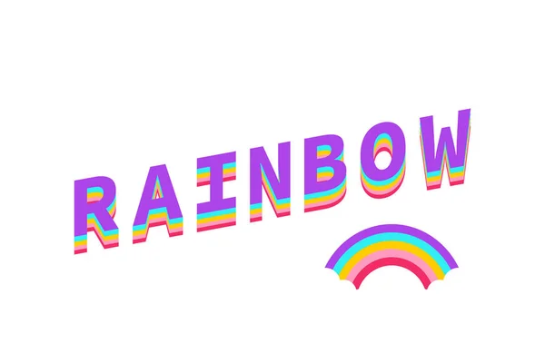 Regenboog kleur. Regenboog met tekst regenboog geïsoleerd op witte achtergrond — Stockvector