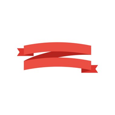 Şerit Afiş. Şerit Banner vektör simgesi. Beyaz arka planda yalıtılmış Şerit Afiş kırmızı renk