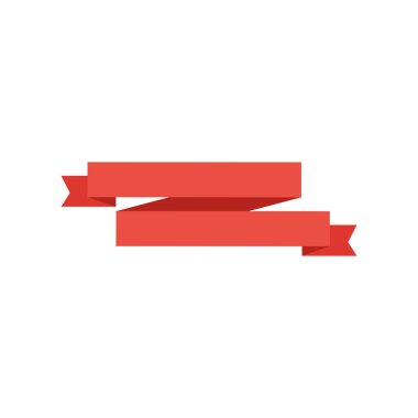 Şerit Afiş. Şerit Banner vektör simgesi. Beyaz arka planda yalıtılmış Şerit Afiş kırmızı renk