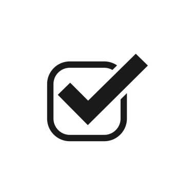 Onay işareti. Karedeki işaret simgesini işaretleyin. İşaret siyah simgesini işaretleyin. Beyaz arka planda yalıtılmış