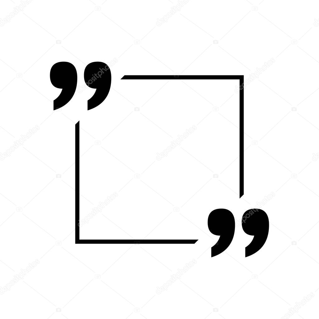 Quotes marks. Quotes bubbles black icons. Quotes mark vector icons