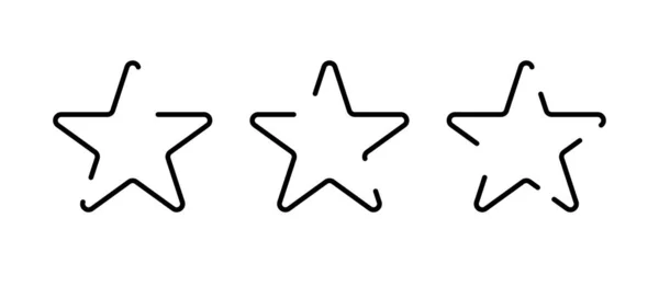 Sterren. drie sterren vector iconen in trendy lineair ontwerp. sterren iconen geïsoleerd op witte achtergrond. zwarte ster — Stockvector