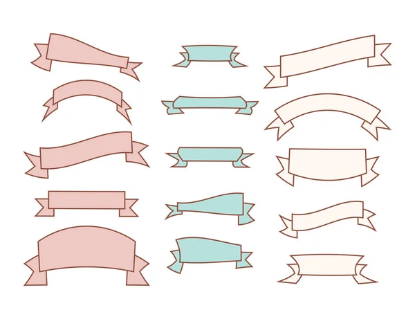 트렌디 한 빈티지 디자인의 리본 배너. 리본 배너 벡터 아이콘입니다. 벡터 리본 배너 아이콘 세트 — 스톡 벡터