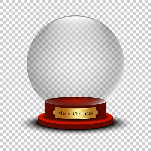 Realistic Christmas Snow Ball. Glass Snow Ball with shadow on transparent background