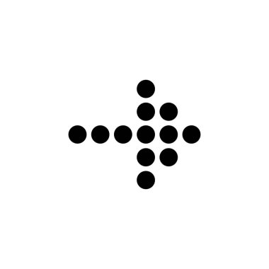 Ok nokta simgesi. Sağdaki ok vektör simgesi. Beyaz arka planda yalıtılmış ok