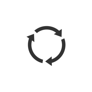 Vektör simgesini geri dönüştürün. Geri dönüşüm simgesi. Geri dönüşüm işareti. Siyah ok simgesi. Ok sembolü. Beyaz arka planda yalıtılmış ok