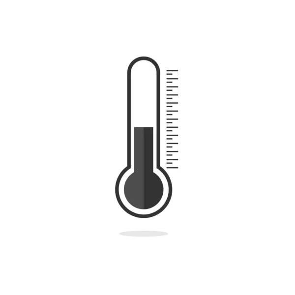 Icona del vettore del termometro. Termometro icona nera in semplice design piatto. Simbolo della temperatura. Termometro Celsius isolato — Vettoriale Stock