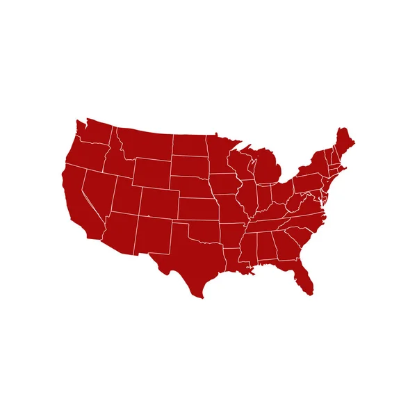 Ref. USA map. Иконка вектора карты США. Символ Соединенных Штатов Америки. Карта США выделена на белом фоне — стоковый вектор