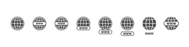 Www büyük set vektör simgeleri. Web sitesi simgeleri. Online web sitesi veya internet düz vektör simgesi. Www vektör simgeleri. Uygulamalar için web sitesi simgeleri