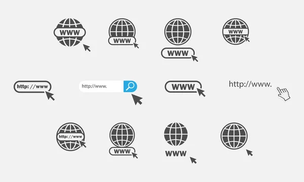 Коллекция Www. Иконки веб-сайта. Www fs with hand cursor in flat design. Векторные иконки Www — стоковый вектор