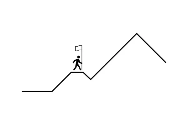 ビジネスコンセプト男は成功を目指している誰かが最初になりたがってる山頂への山道。ビジネスイラストスタートアップビジネス白地だベクターイラスト — ストックベクタ