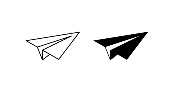 Zwei Ebenenvektorsymbole. Ebenen-Symbole. Flugzeug-Vektorsymbol. Skizze eines Papierflugzeugs in geradlinigem und modernem, flachem Design. Ebenen-Websymbole. Black Paper Airplane Symbole, isoliert auf weißem Hintergrund — Stockvektor