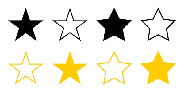 Estrellas vector colección de iconos. Estrellas de color negro y dorado, aisladas sobre fondo blanco. Estrellas iconos vectoriales en una fila en moderno diseño simple plano y líneas. Vector — Archivo Imágenes Vectoriales