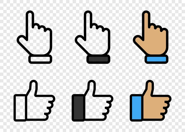 Thumbs Pointing Finger Dislike Vector Icons Isolated Thumb Pointing Finger — Stock Vector