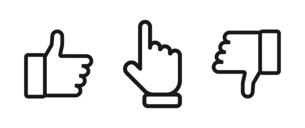 Thumbs Pointing Finger Dislike Vector Icons Isolated Thumb Pointing Finger — Stock Vector