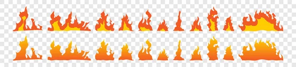 Kolekcja Płomieni Ikony Wektora Ognia Odizolowane Symbole Ogień Płomienie Płaskiej — Wektor stockowy