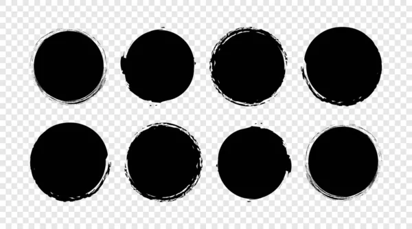 Grunge集合 Grunge 孤立在透明的背景下 横幅或海报 卷曲的圆形形状为黑色 矢量说明 — 图库矢量图片