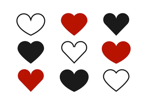 Kalpler Kalp Vektör Simgeleri Konlar Gibi Aşk Sembolleri Kırmızı Kalp — Stok Vektör