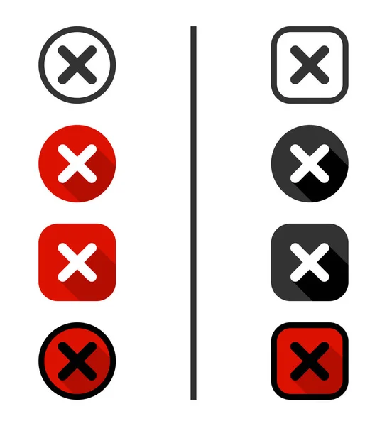 Kreuzsymbole Isoliert Symbole Markieren Kreuzvektorsymbole Rot Und Schwarz Flacher Bauweise — Stockvektor