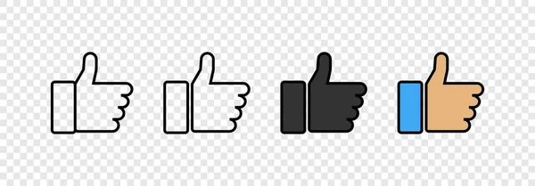 Thumbs up icons. Like vector icons, isolated. Like or Thumb up in different design. Thumb up. Like. Vector illustration