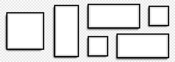 Bilderrahmen Sammlung Fotorahmen Isoliert Vorlage Fotorahmen Verschiedene Formen Transparenter Hintergrund — Stockvektor