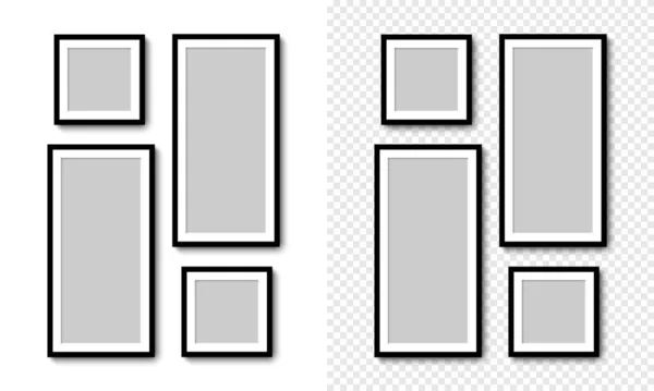 照片框 集合相框 孤立的 模板模拟了不同形状的相框 透明的背景 矢量说明 — 图库矢量图片
