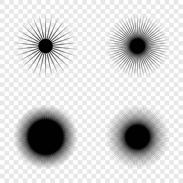 Soleil Collection Icônes Vectorielles Solaires Rayons Solaires Noirs Isolés Illustration — Image vectorielle