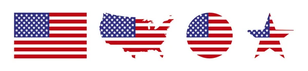 Amerika Peta Amerika Serikat Dengan Bendera Amerika Usa Bintang Dengan - Stok Vektor