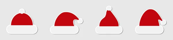 Weihnachtsmütze Weihnachtsmützensammlung Isoliert Hüte Vektor Symbole Flachem Design Vektorillustration — Stockvektor