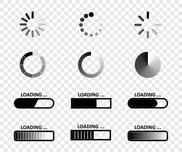 Loading Load Bar Vector Icons Isolated Loading Icons Collection Vector — Stock Vector