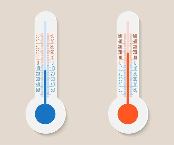 Teploměry Měřící Celsia Fahrenheita Teploměr Ukazuje Teplé Nebo Studené Počasí — Stockový vektor