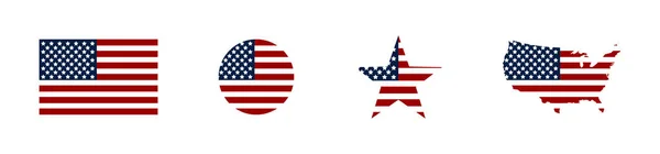 Eua Bandeira Americana Com Mapa Dos Eua Estrelas América Bandeira — Vetor de Stock