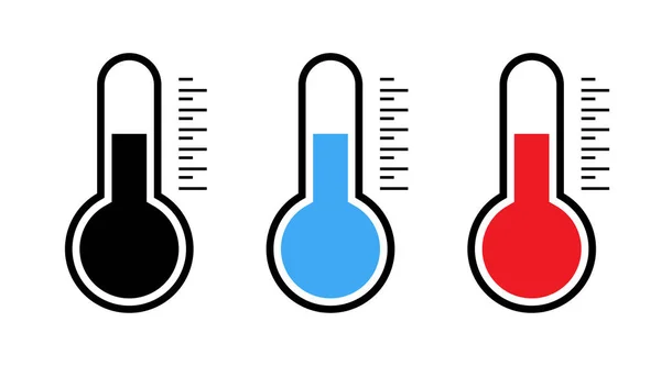 Temperatuur Iconen Thermometer Symbolen Temperatuurschaal Thermometer Weersteken Warm Koud Weer — Stockvector