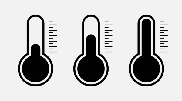 Значки Температуры Символы Термометра Температура Термометр Погодный Знак Символ Погоды — стоковый вектор