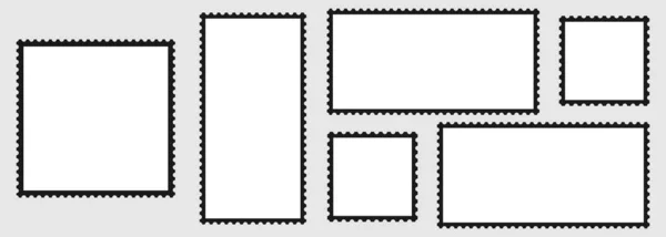 Poststämplar Blank Postage Stamps Kollektion Dark Postage Stamp Isolerad Vektorillustration — Stock vektor