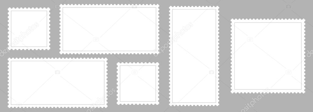 Postage Stamps. Blank Postage Stamps collection. Light Postage Stamp, isolated. Vector illustration. Eps10